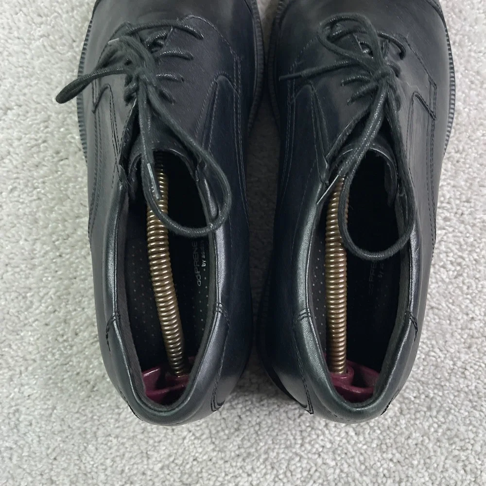 Rockport Shoes Mens 10.5 Wide Black Leather Cap Toe Oxford Lace Up Office Career